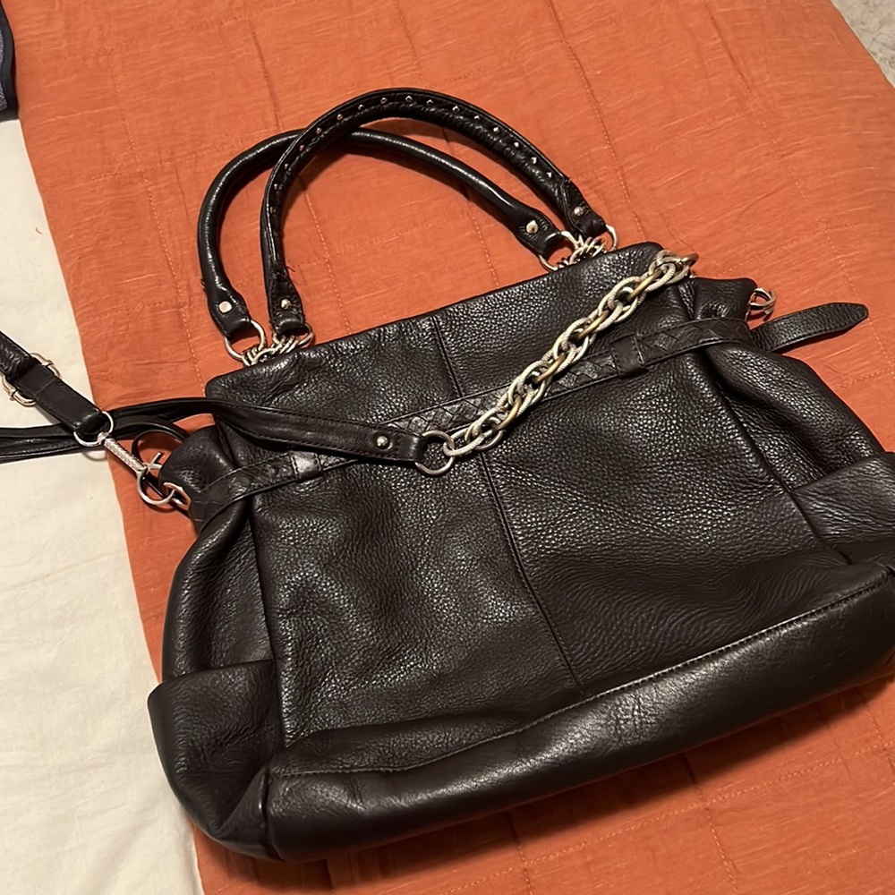 Elliot Lucca brown & cold crossbody. GUC gorgeous bag 16x13x5 - Picture 4 of 6